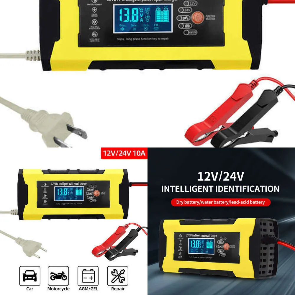 Auto Motor SUV Puls Reparatie Batterijlader Intelligent 12V 10A Batterij Opladen Tool LCD Display Gel Nat Lood-zuur