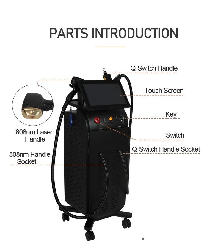 Верхняя распродажа США 808 нм диодное лазер + Q Переключение Удаление волос и омолажение кожи для красоты для использования салона красоты