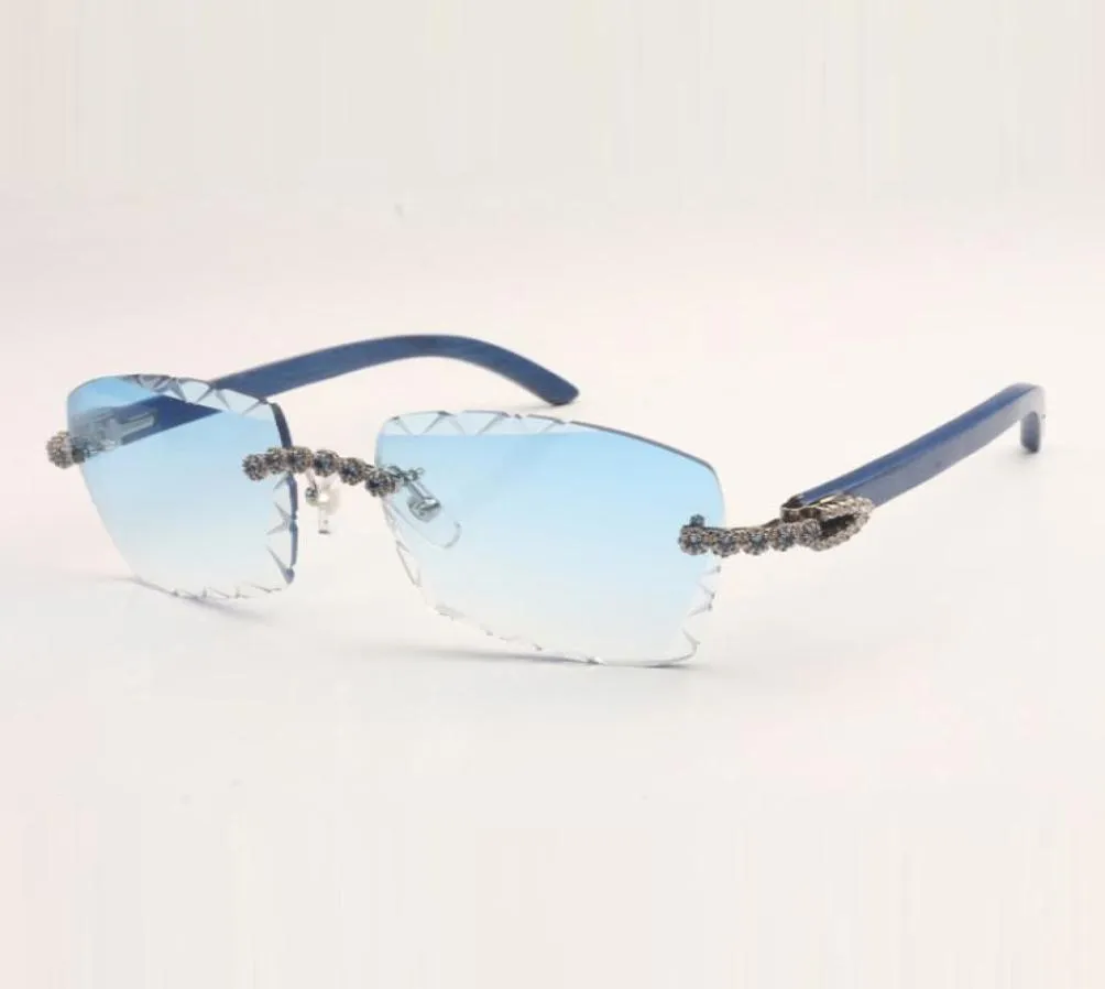 Nowy design bukiet niebieskie diamenty Ręcznie rzeźbione okulary przeciwsłoneczne sezonowe 3524029 KOLORY DREWNE ŚWIĄTEK DWODOWE I 58 mm TH9684302