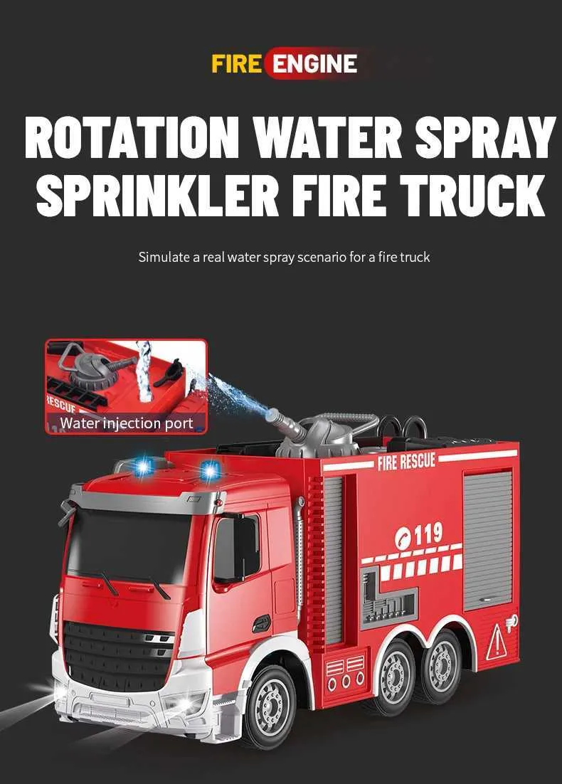 Giant Remote Control Fire Truck Toy - Electric Sprinkler, Fall ...