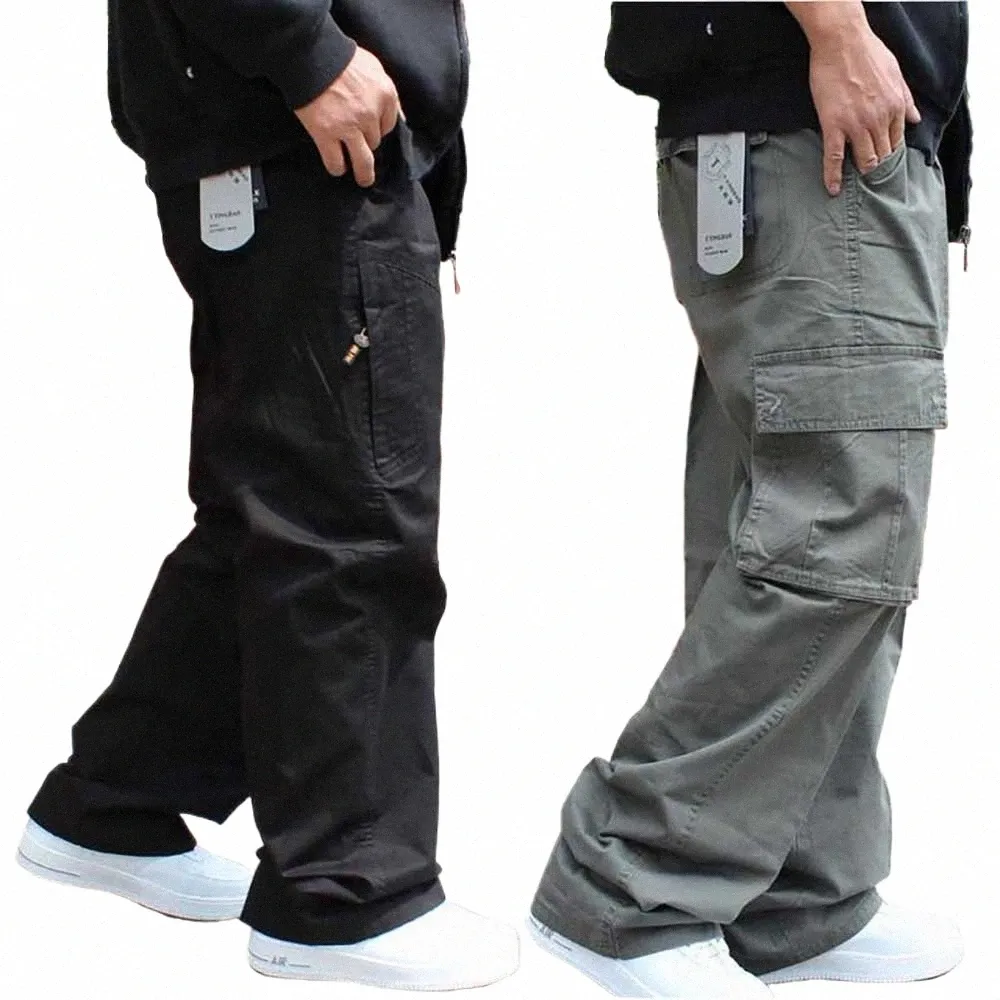 duże rozmiary spodni ładunkowe mężczyźni Hip harem Spodnie swobodne luźne luźne szerokie nogi duże kieszenie uliczne odzież męska p67j#