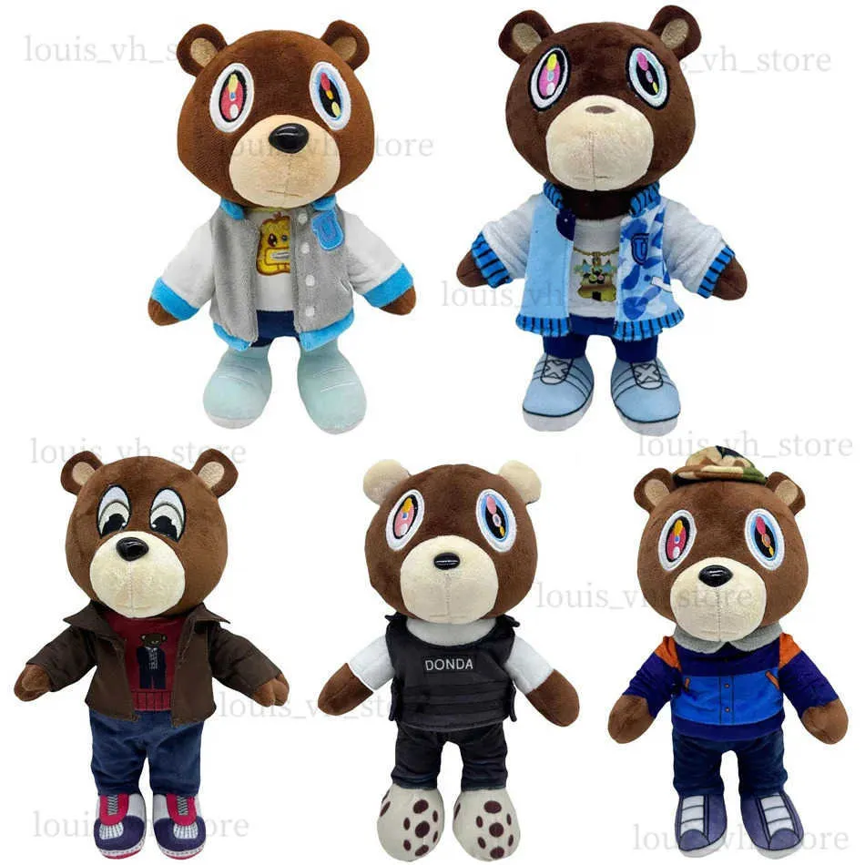 Pluche poppen 26-30 cm Kawaii Kanye Dropout beer teddybeer knuffels Kanye West Afstuderen Zacht gevuld Home Room Decor Verjaardagscadeau T240325