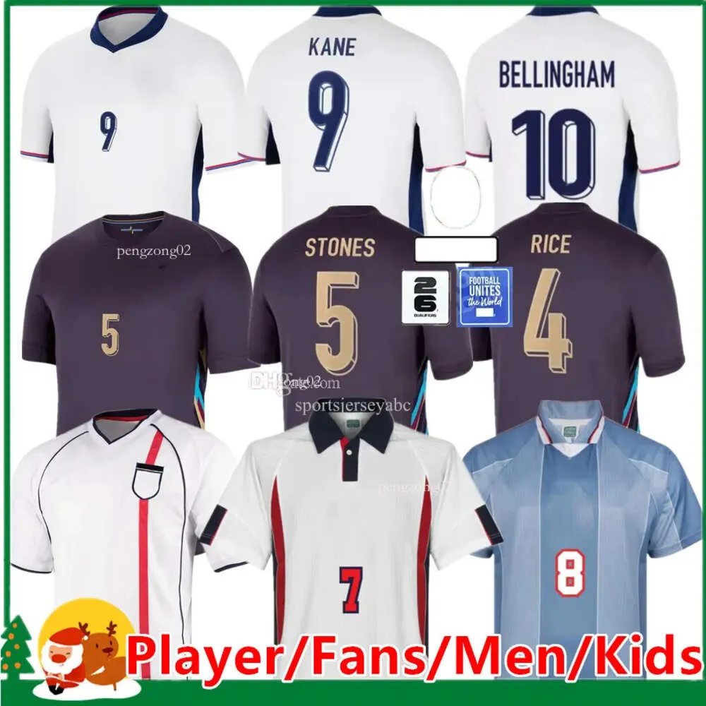 24 25 Maillot de football d'Angleterre Bellingham Rashford Kane 2024 Coupe d'Europe 2025 Jersey de football Équipe nationale Accueil Blanc Hommes Kid Kit Femmes SAKA RICE FODEN S-4XL 13 56