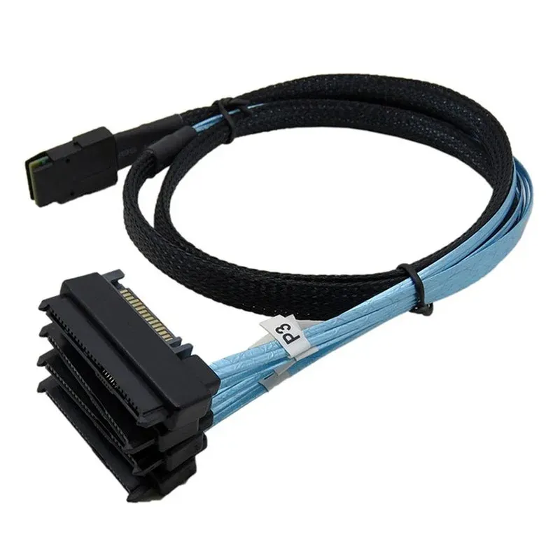 Mini SAS to SAS Cable Internal 36 Pin Mini SAS SFF-8087 Host to 4 SFF-8482 Target SAS Hard Disk and SATA Power Cable 50cmfor Internal Mini SAS Cable