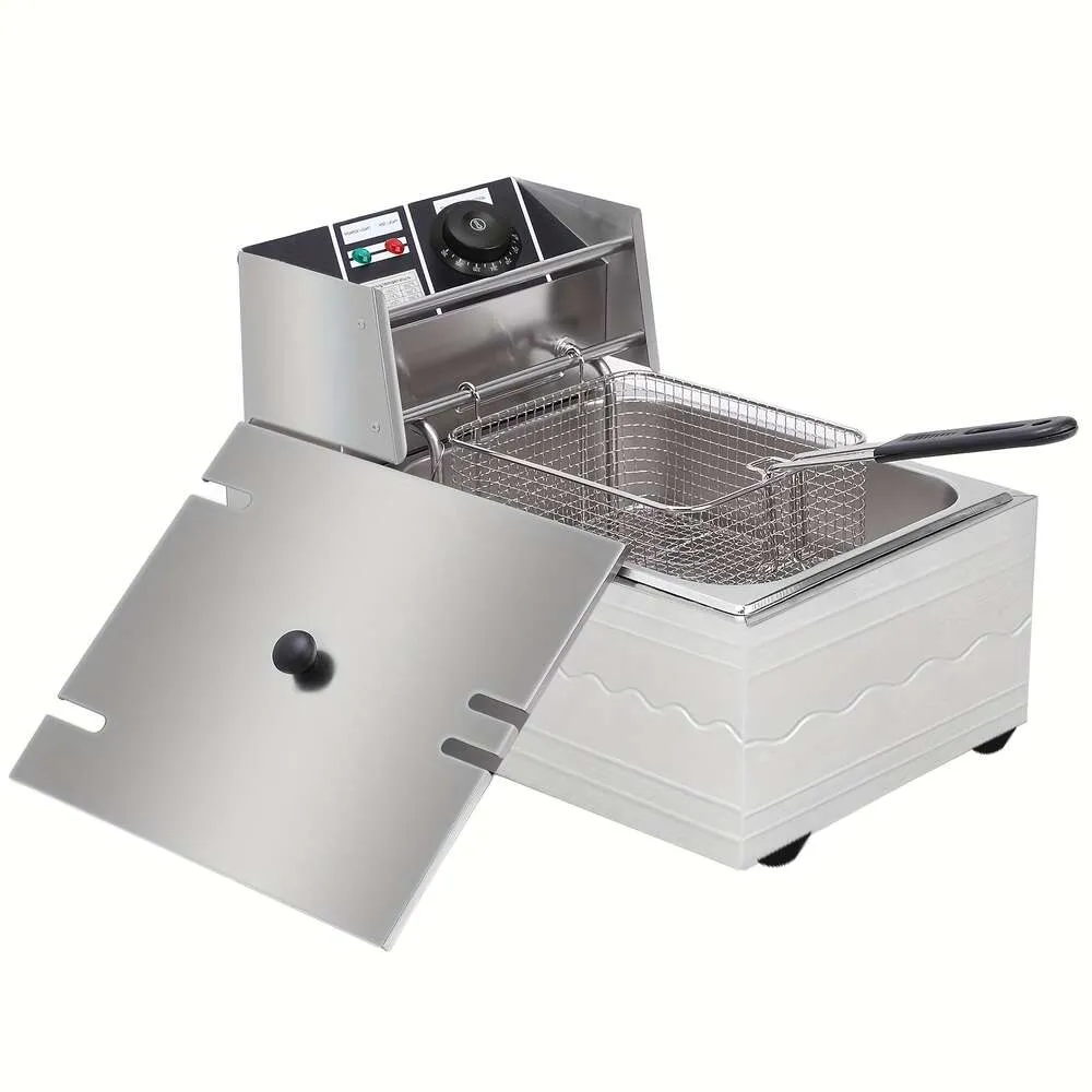 1PC, Edelstahl Commercial Electric Fryer mit Korb mit Korb ideal Heimküchen Restaurants - perfekt zum Braten mit Hühnchen, Pommes Frites und Donuts