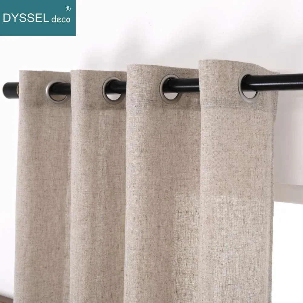 Curtains Solid Home Decorative AntiUV Natural Linen American Style Window Curtains Rod Pocket Grommet Top for Living Room Bedroom