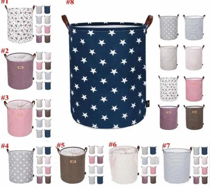 Foldable Storage Basket Portable Storage Bags Kids Toys Storage Bag Bins Printed Sundry Bucket Canvas Handbags Clothing Organizer 7101080