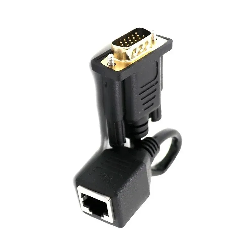 2024 RJ45 to VGA Extender Male to LAN CAT5 CAT6 RJ45 Network Ethernet Cable Female Adapter Computer Extra Switch Converter2. Ethernet Cable Female Adapter