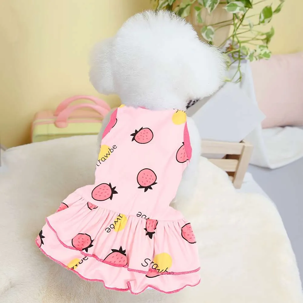 Robe d'été mignonne imprimée pour chiot, jupe élastique douce et respirante, adaptée au port quotidien de vêtements pour chiens