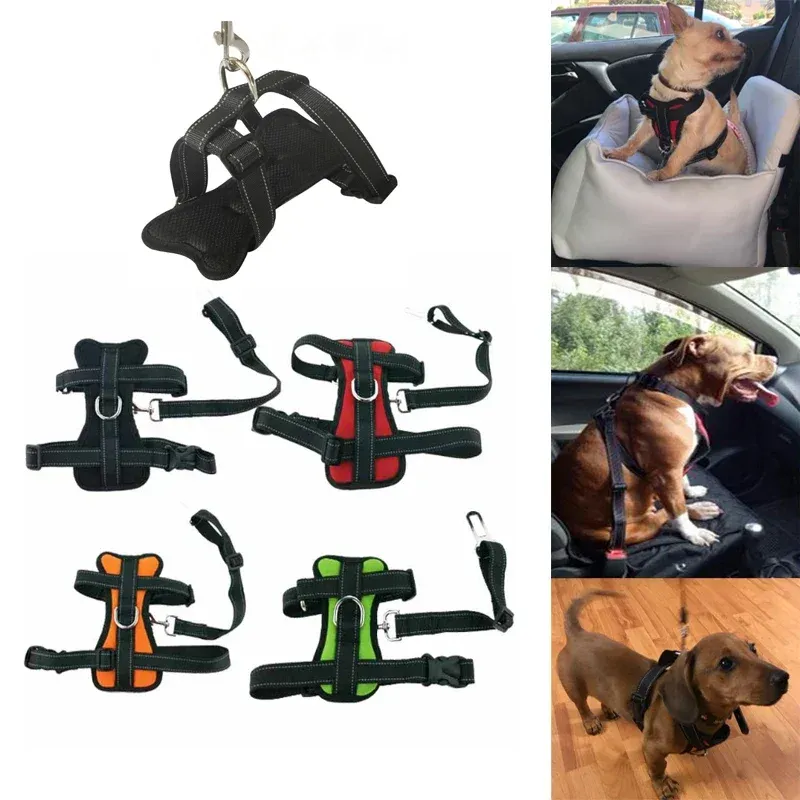 Ceintures Ceinture de sécurité de Poitrine de sécurité de Voiture de Chien, Harnais pour Animaux de Compagnie réglable pour véhicule Respirant Softy Safe Harnais pour Chiens Harnais de Marche avec Laisse de Ceinture