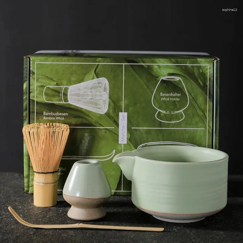Ensembles de voies de thé 4-7pc / set Handled Home Facin Clean Matcha Ta Set Tool Kit Kit Bowl Scoop Gift Cérémonie Japonais traditionnel