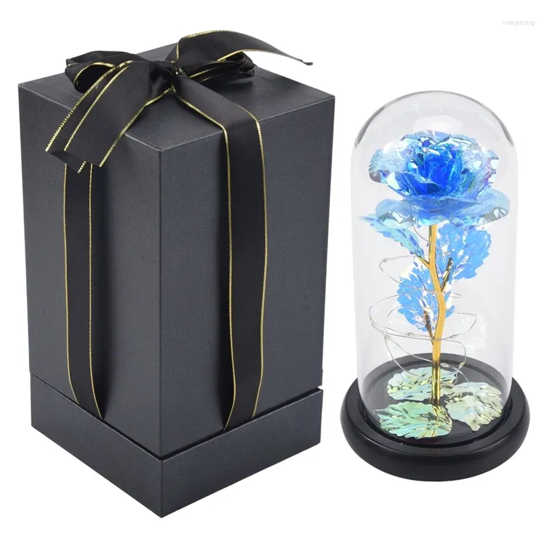 Decorative Flowers Glass Rose Eternal Flower Light Up For Night Bedroom Decor Gift Mom Wife Girlfriend Her Birthday Anniversary