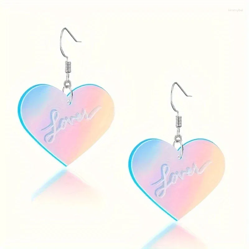 Dangle Earrings Laser Heart Shape LOVE Decor Classic Elegant StyleAcrylic Jewelry Valentine's Day Gift For Lovers