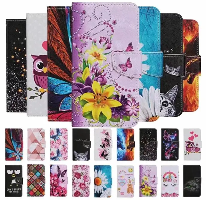 Custodie per portafogli di pelle di farfalla floreale per Samsung Galaxy S22 Ultra più A13 A33 A53 5G A03S 166 164 mm Wolf Tiger Skull Rose Sea O2624453