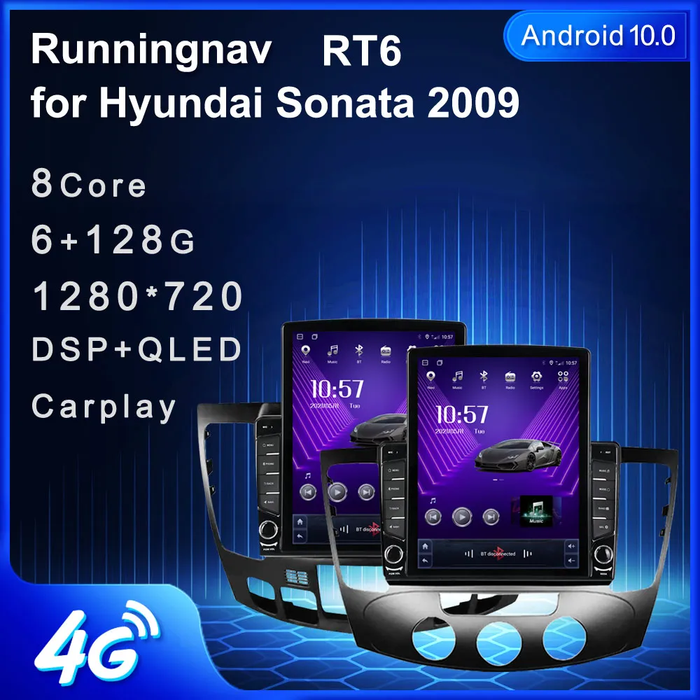 9.7" New Android For Hyundai Sonata 2009-2010 Tesla Type Car DVD Radio Multimedia Video Player Navigation GPS RDS No Dvd CarPlay & Android Auto Steering Wheel Control