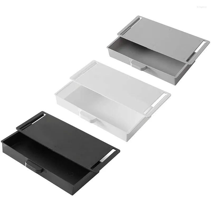 Scatola portaoggetti per cassetti da 3 pezzi, cancelleria autoadesiva senza perforazione nascosta sotto la scrivania