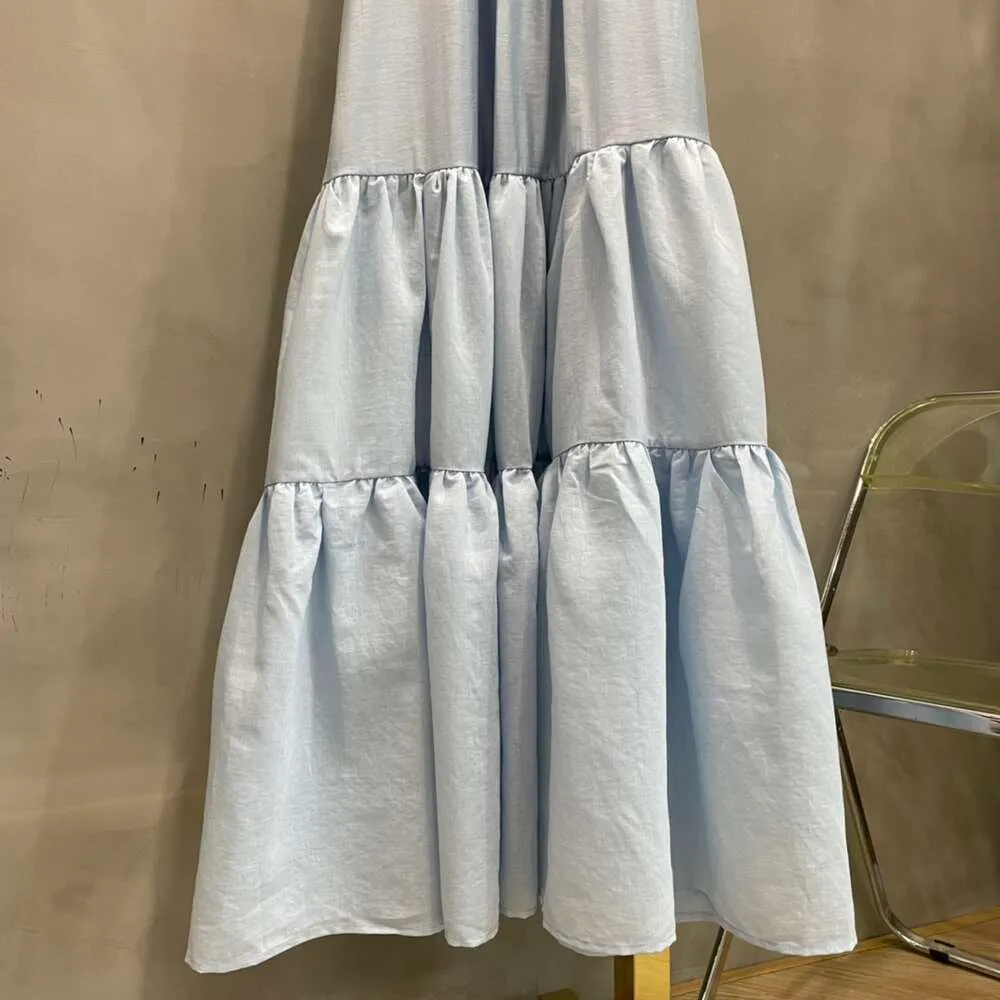 2024 New Women's Spring e Sureve Sleeveless Collar Maxi Skirt