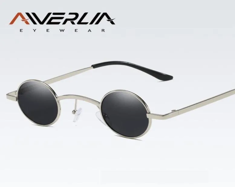 Aiverlia små runda solglasögon varumärkesdesign män kvinnor vintage cirkelglasögon metall ram runda nyanser ai581874373
