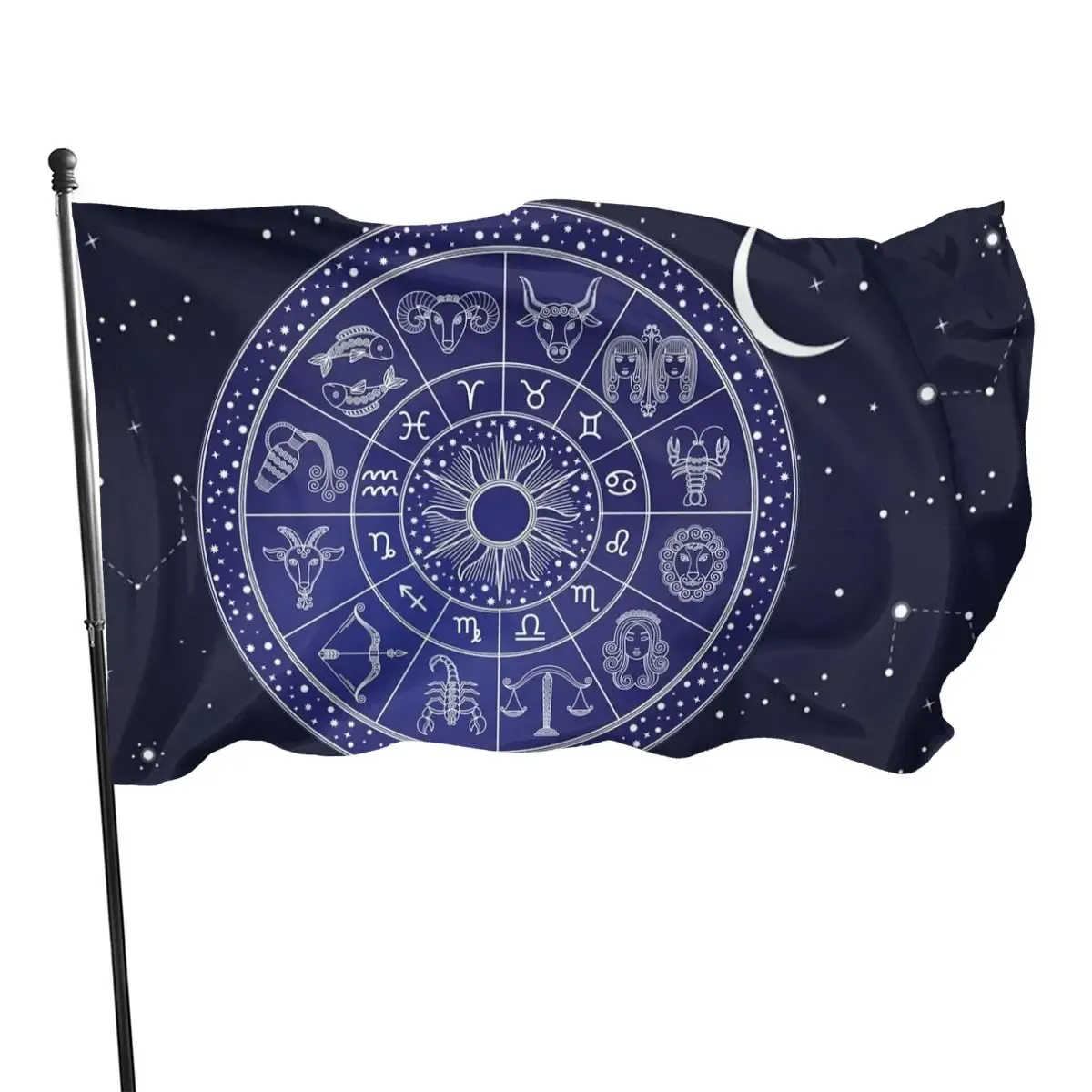 Аксессуары Американское созвездие Луны Компас Флаги Двенадцать астрологических знаков Флаг Внутреннее и наружное украшение для памятного подарка друзьям