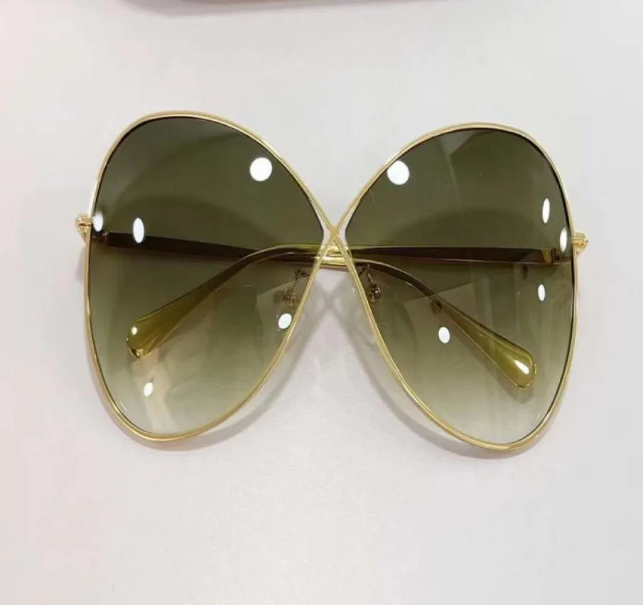 Solglasögon för kvinnor 0842 Nickie Gold Green Shaded Lady Fashion Glasses Summer UV400 Protection Eywear med Box2742640