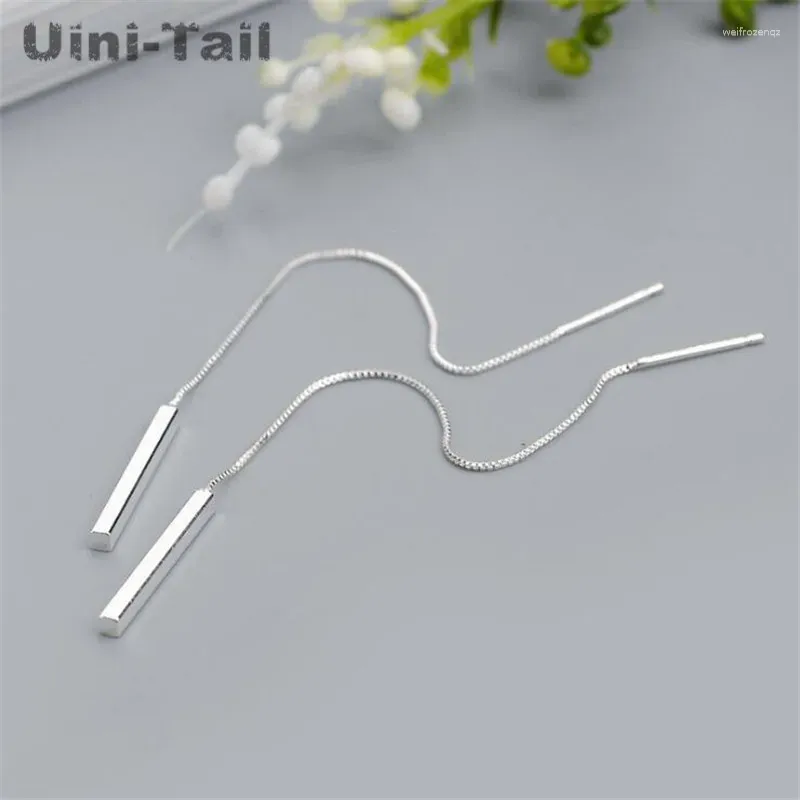 Brincos pendurados uini-tail 925 prata tibetana retangular geométrica linha de orelha personalidade borla temperamento simples doce longo