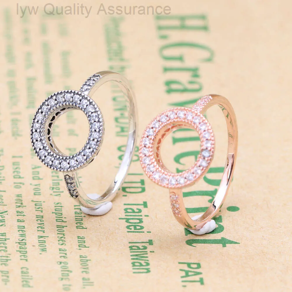 Designer Pandoras Ring Panjia White Copper Silver Plated Rose Gold Ring Creative Hollow Shining Ring Heart Ring