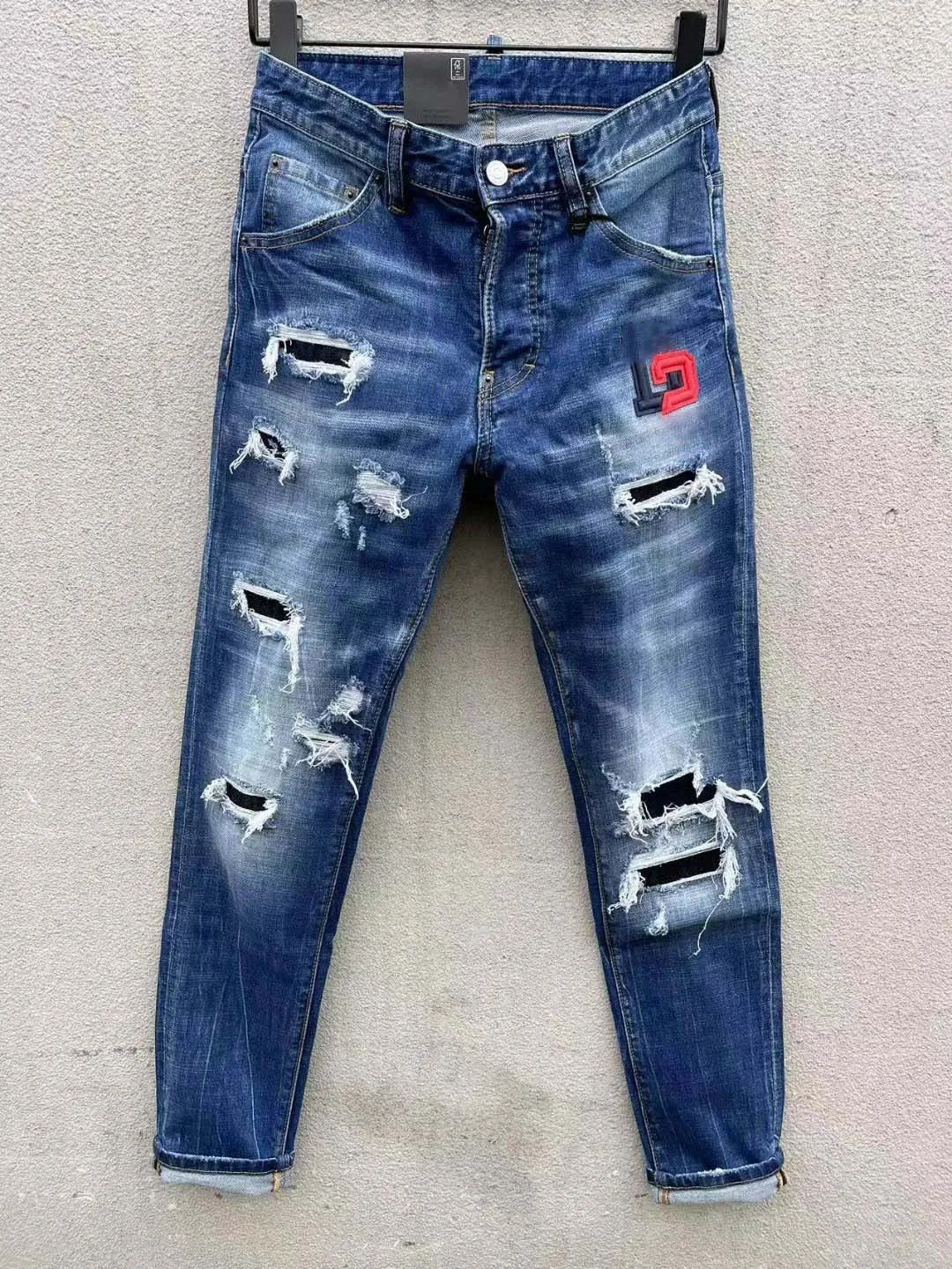 2024 Mens Designer jeans Distressed Motorcycle biker jean Rock Skinny Slim Ripped hole letter Top Quality Brand Hip Hop Denim Pants 23ss