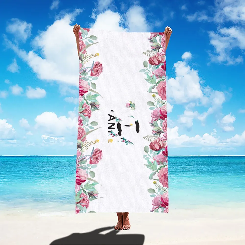 American Trendy Brand Letter Loog Microfiber Absorbent Towel Square Beach Towel Quick-Drying Waterproof Bath Towel