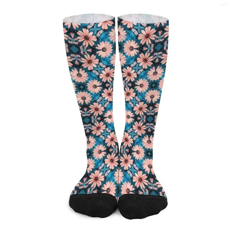 Chaussettes marron marguerite pour femme et homme, bas rétro imprimé Floral, confortables, antidérapants, pour l'extérieur, hiver