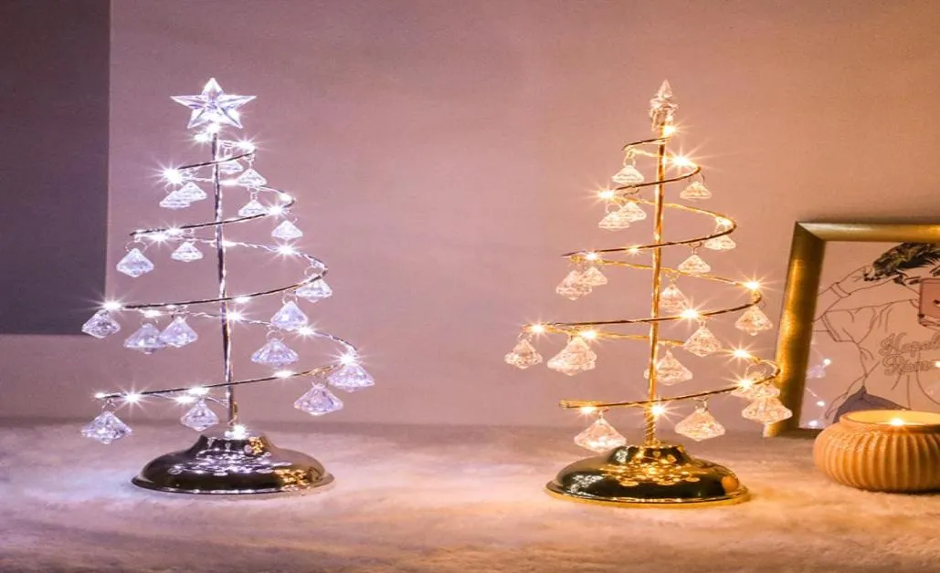 Crystal LED Christmas Tree Table Light LED Desk Lamp Fairy Living Room Night Lights Decorative for Home Kids New Year Gifts 20194058375