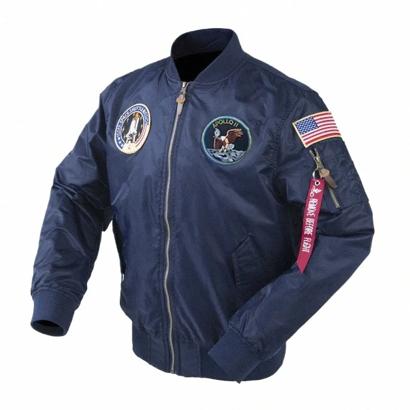 autumn Apollo Thin 100th SPACE SHUTTLE MISSION Thin MA1 Bomber Hiphop US Air Force Pilot Flight Korean College Jacket For Men d0Th#