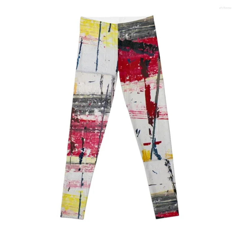 Pantalon actif rouge # 3, dessin au trait d'art abstrait, Leggings Carlos Montes De Oca, vêtements de sport, haut pour femmes