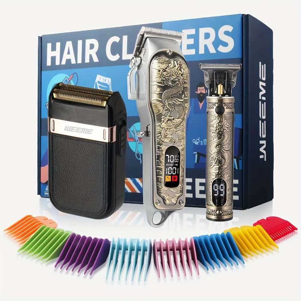 Professionele T-blade Clippers Mannen Zero Gapped Trimmer en Baardscheerapparaat Kapper Kwaliteit Haar Knippen Hine Kit - Perfect vakantiecadeau voor hem