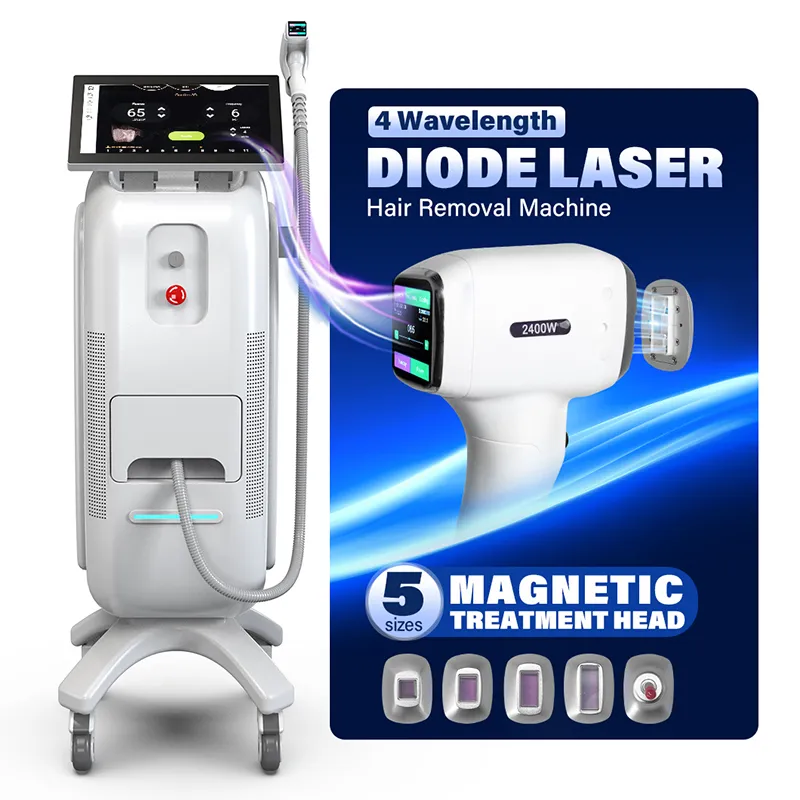 Máquina profissional de remoção de pelos com diodo laser, redução indolor de pelos, 4 comprimentos de onda, depilador, rejuvenescimento da pele, equipamento de beleza, 200 milhões de tiros