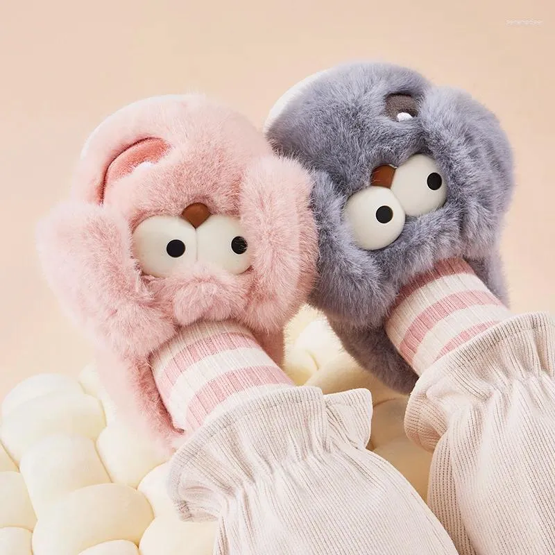 Pantoufles enfants coton hiver enfants chaussures chaud fourrure antidérapant fille intérieur dessin animé chien en peluche