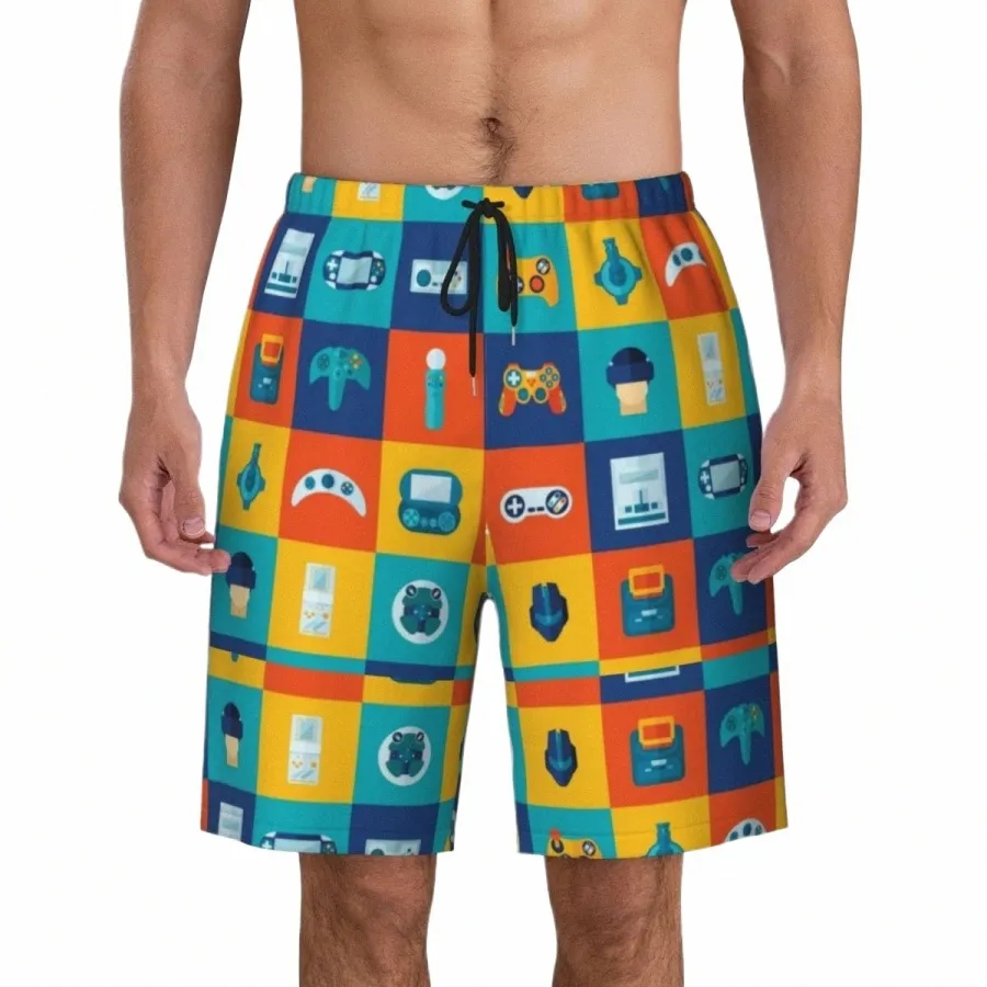 Retro Video Game Ctrollers Boardshorts Quick Dry Board Shorts Computer Gamer Gaming Lover Swim Trunks Printed Bathing Suits J659#