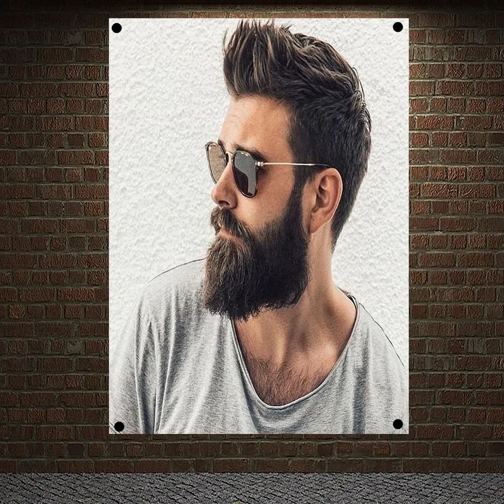 Accessories Beard ShortSpikesHairstyleForMen Barber Shop Home Decoration Poster Signboard Tapestry Banner Flag Wall Art Canvas Painting