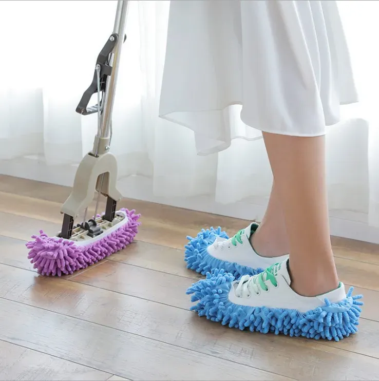 Multifunction Floor Dust Cleaning Mop Slippers Cloths Lazy Mopping Shoes Home Cleaning Micro Fiber Feet Shoe Covers Washable Reusable JY0988