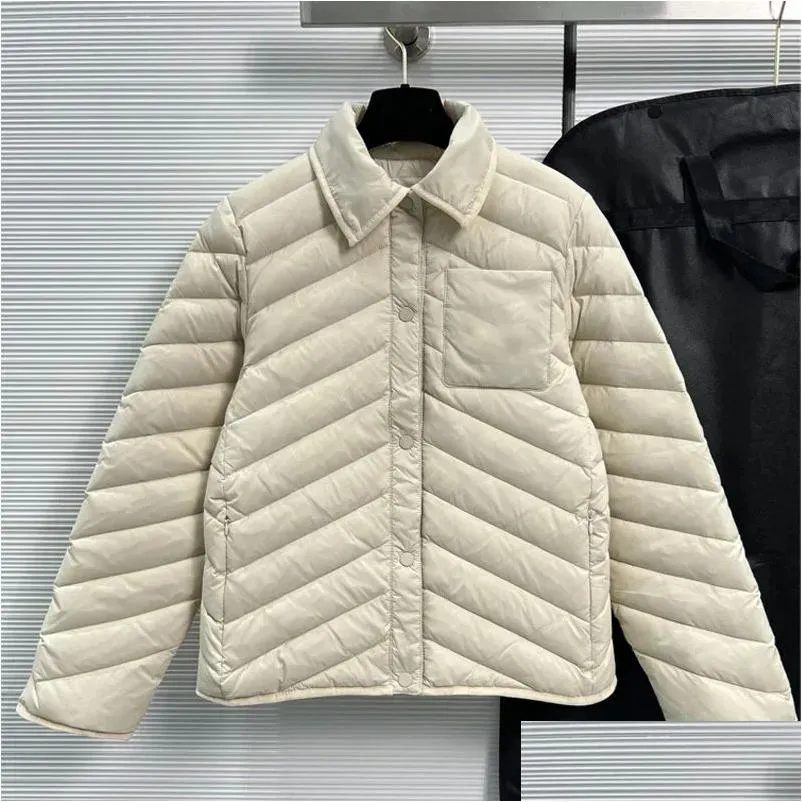 Womens Down Parkas 2024 Autumn/Winter New White Duck Filling Tal Pattern Fashion Simple Loose Jacket Drop Delivery Apparel Clothing Ou Otaa1