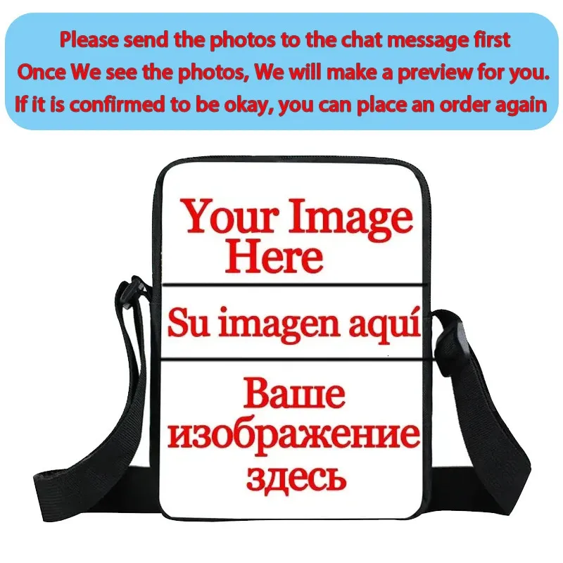 Custom Your Image Wase Messenger Bag Women torebka Dziewczyny Crossbody Bag na podróżne damskie torby na ramię w torebki podtrzymujące 240322