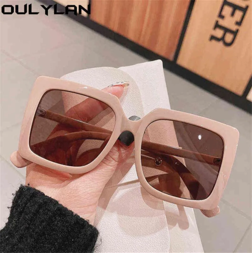 Oulylan 2022 Lunettes de soleil carrées Hommes Femmes Marque de luxe Designer Summer Rose Lunettes de soleil Femlae Lunettes surdimensionnées UV400 Shades Y22065118890