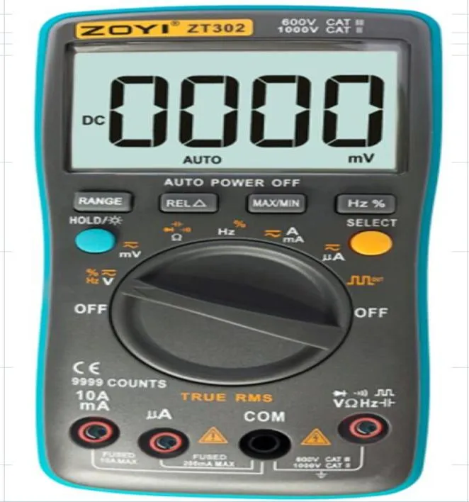 ZT302 MultiMeter الرقمية 9999 درجة حرارة العرض عالية الدقة الحقيقية القياس الفعال القياس NCV متوسطة مقياس MultiMeter8609201