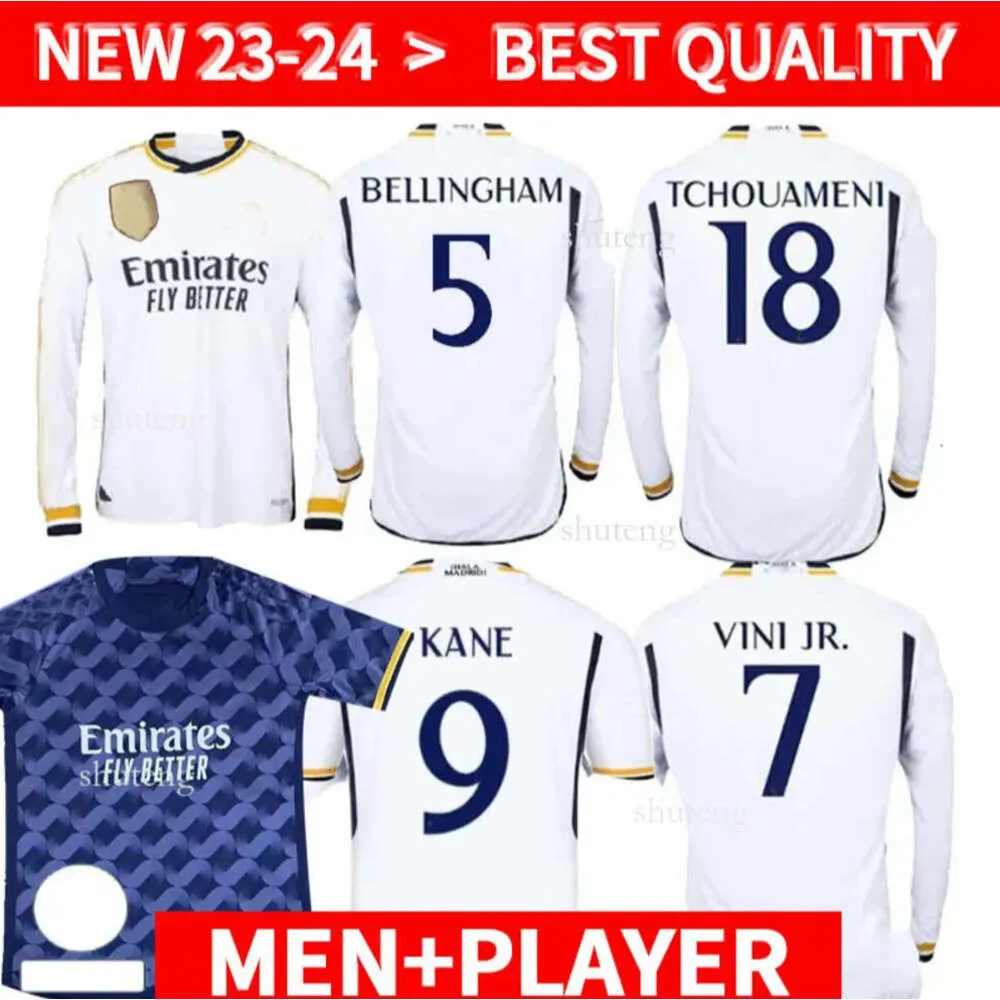 23 24 Lange BELLINGHAM voetbalshirts VALVERDE VINI JR Madrids 2023 2024 RODRYGO KANE Fan Player-versie Mordric CAMAVINGA voetbalshirts Kit HALA Heren Kinderen 97 83