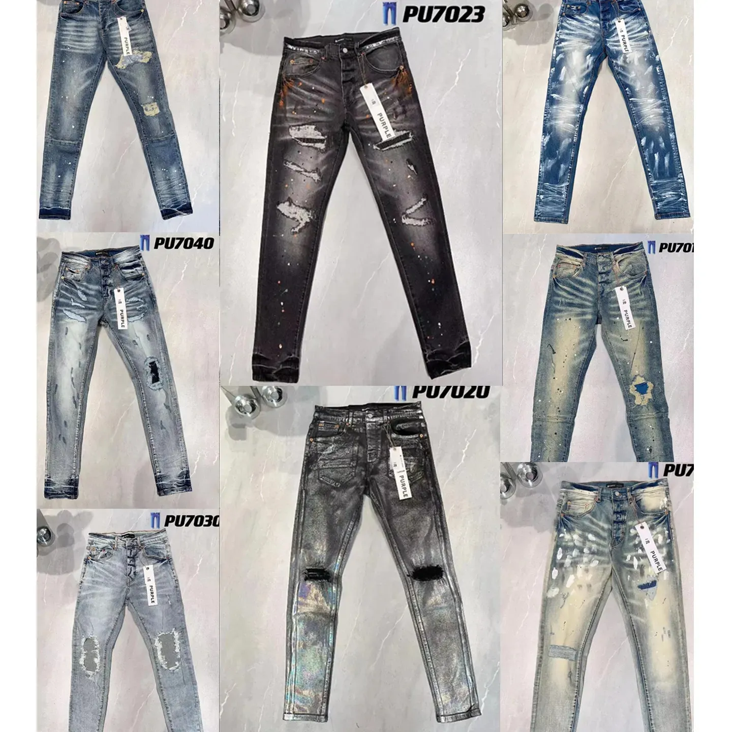 Tasarımcı Lüks Mor Marka Kot pantolon Erkekler Kadın Pantolon Mor Jeans Yaz Deliği Kalitesi Kalitesi Nakış Mor Jean Denim Pantolonlar Erkek Mor Jeans L6