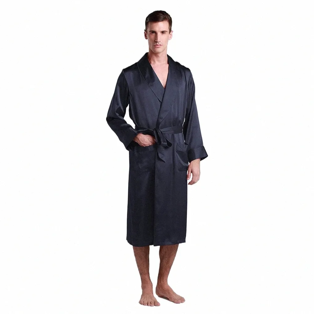 Lilysilk Seide Robe Nachtwäsche Kimo Männer Luxus Natürliche Lg Länge Revers Kragen 22 momme Männer Kleidung Freies Schiff e69k #