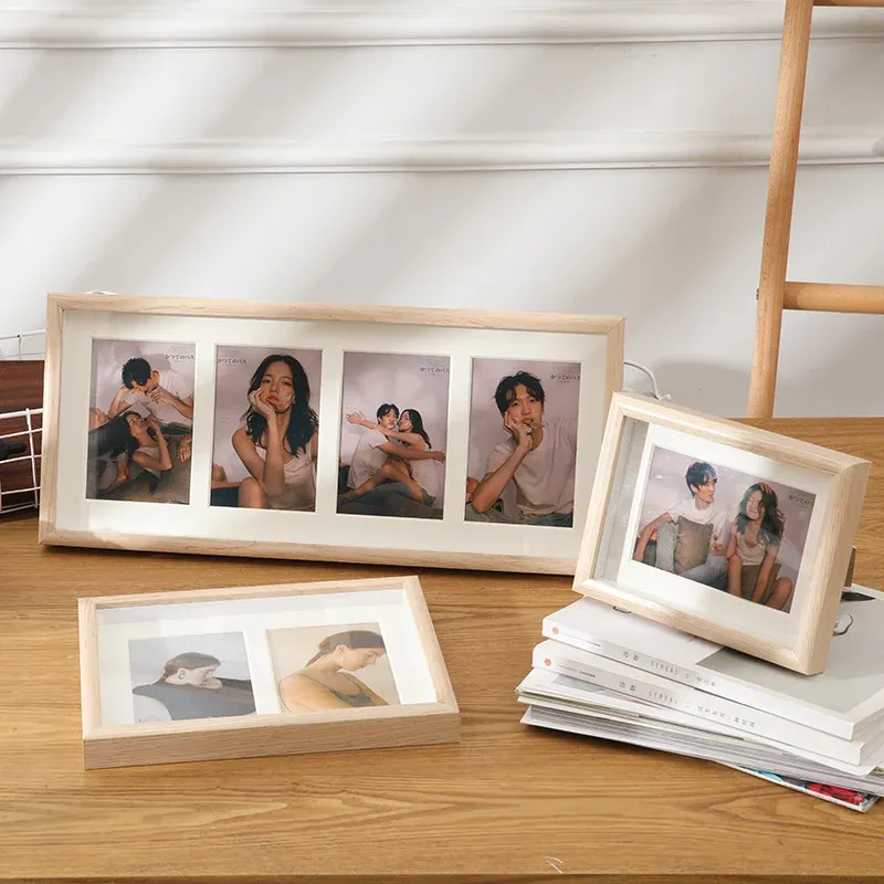 Cadre cadre Photo table avec carton 6 pouces quatre trous combinaison cadre photo mur suspendu deux ou trois cadre photo en bois