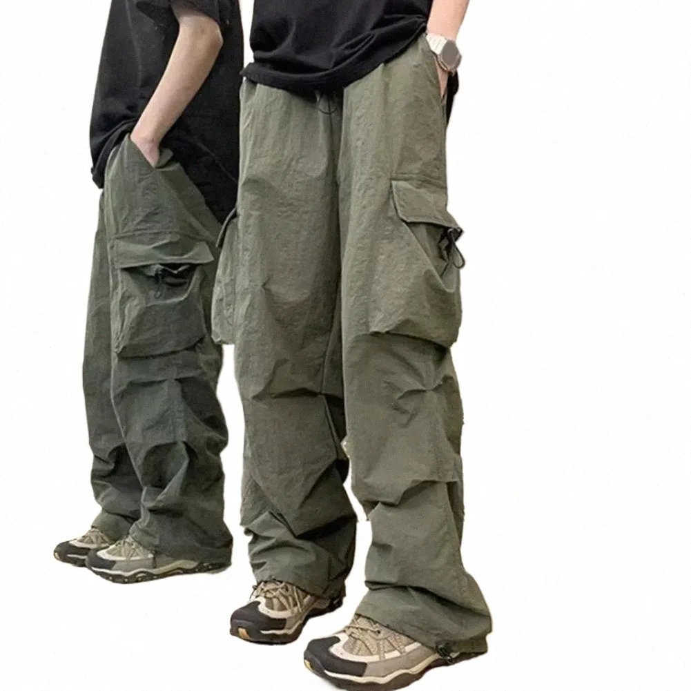 Pantalon coupe droite Pantalon cargo élégant pour hommes avec plusieurs poches Coupe ample Taille élastique Pantalon streetwear tendance pour la hanche w9XS #