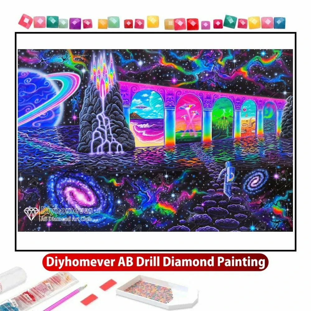 Стичка космическая поездка 5D DIY AB Diamond Painting Embroidery Аннотация мультфильм Cross Stitch Mosaic Handicraft картинки