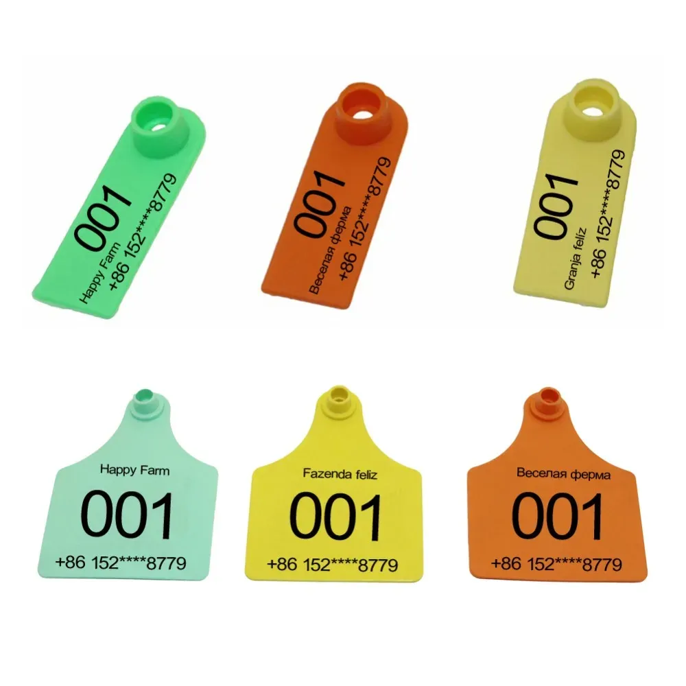 Tags DIY 100 Stück benutzerdefinierte Schaf-Ohrmarke, Laserdruck, Namen, Telefonnummer, Logo, Schwein, Rinder, Kaninchen, Nutztier-Ohrmarke