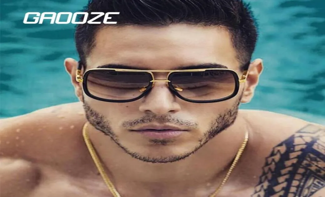 Gaooze Luxury Square Sunglasses Male Brand Design Square Sunglasses Sunglasses Men039S Verres antiglarelles Hip Hop Blue Lunes LXD3952155857